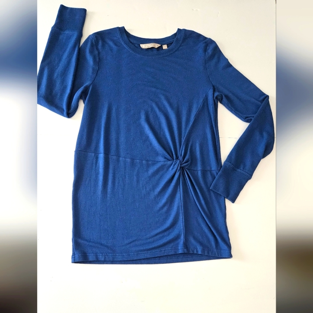 Athleta Womens XS Nirvana Twist Front Beyond Soft Blue Sweatshirt Tunic …
